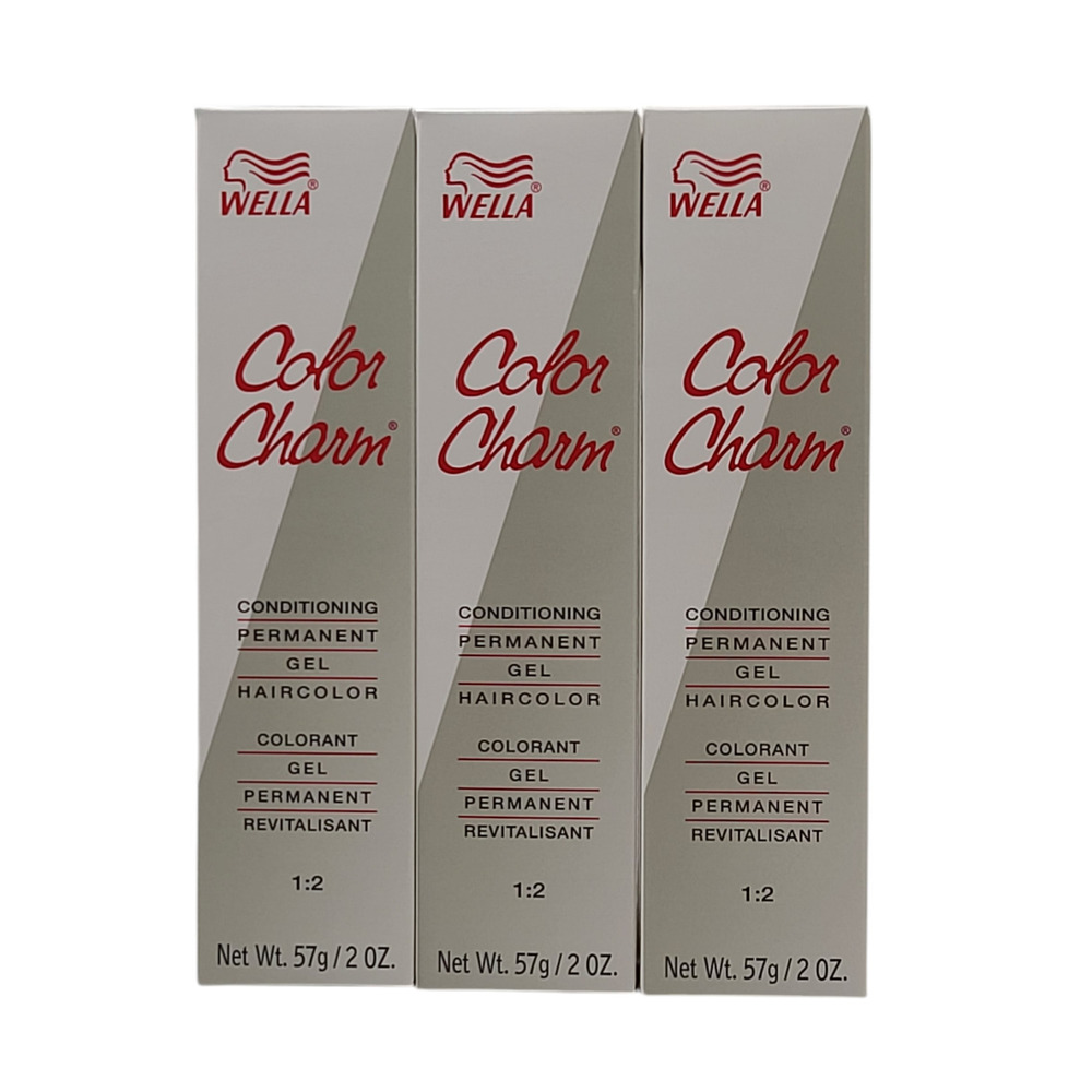3 Pack Wella Color Charm Permanent Gel Hair Color 632 Medium Ash Blonde 2 oz